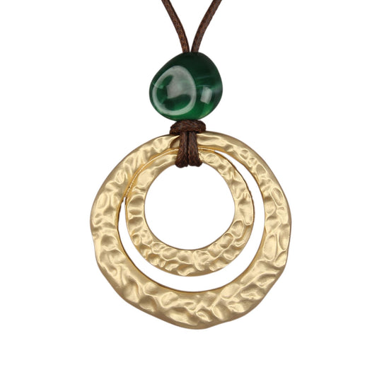 joymiao Chunky Pendant Necklace for Women Long Boho Necklace with Gold Double Layer Pendant Statement Vintage Hippie Layered Necklaces