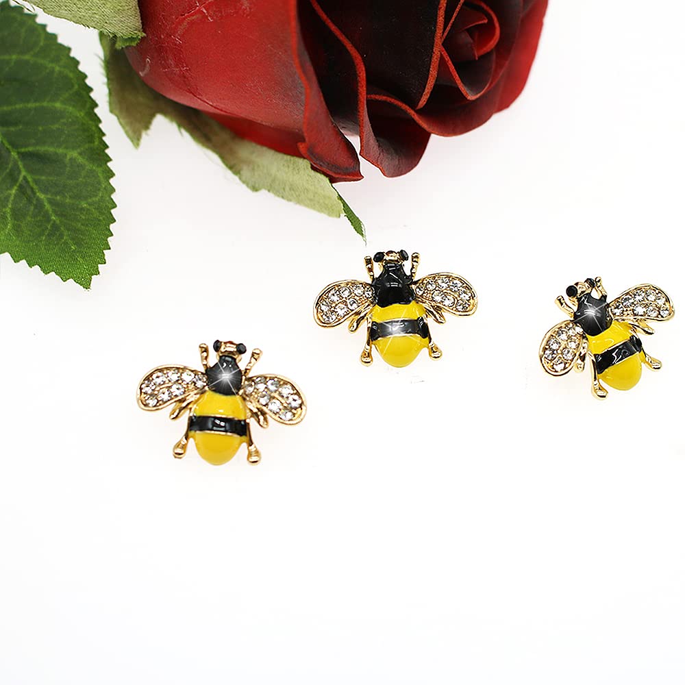 3 Pack Cute Bee Brooch Pin Set Enamel Crystal Animal Lapel Brooches Novelty Funny Pins Badges for Women Girls Boys Clothing Bags Backpacks Jackets Hat (Style 3)