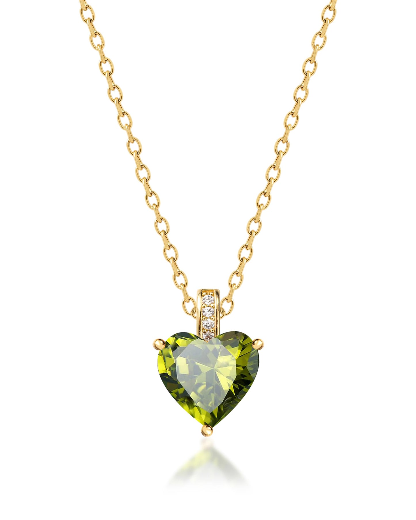 MIDDLUX August Birthstone Jewelry, Peridot Necklace, Heart Necklace, Peridot Jewelry, Birthstone Necklace for Women, August Birthday Gifts for Women