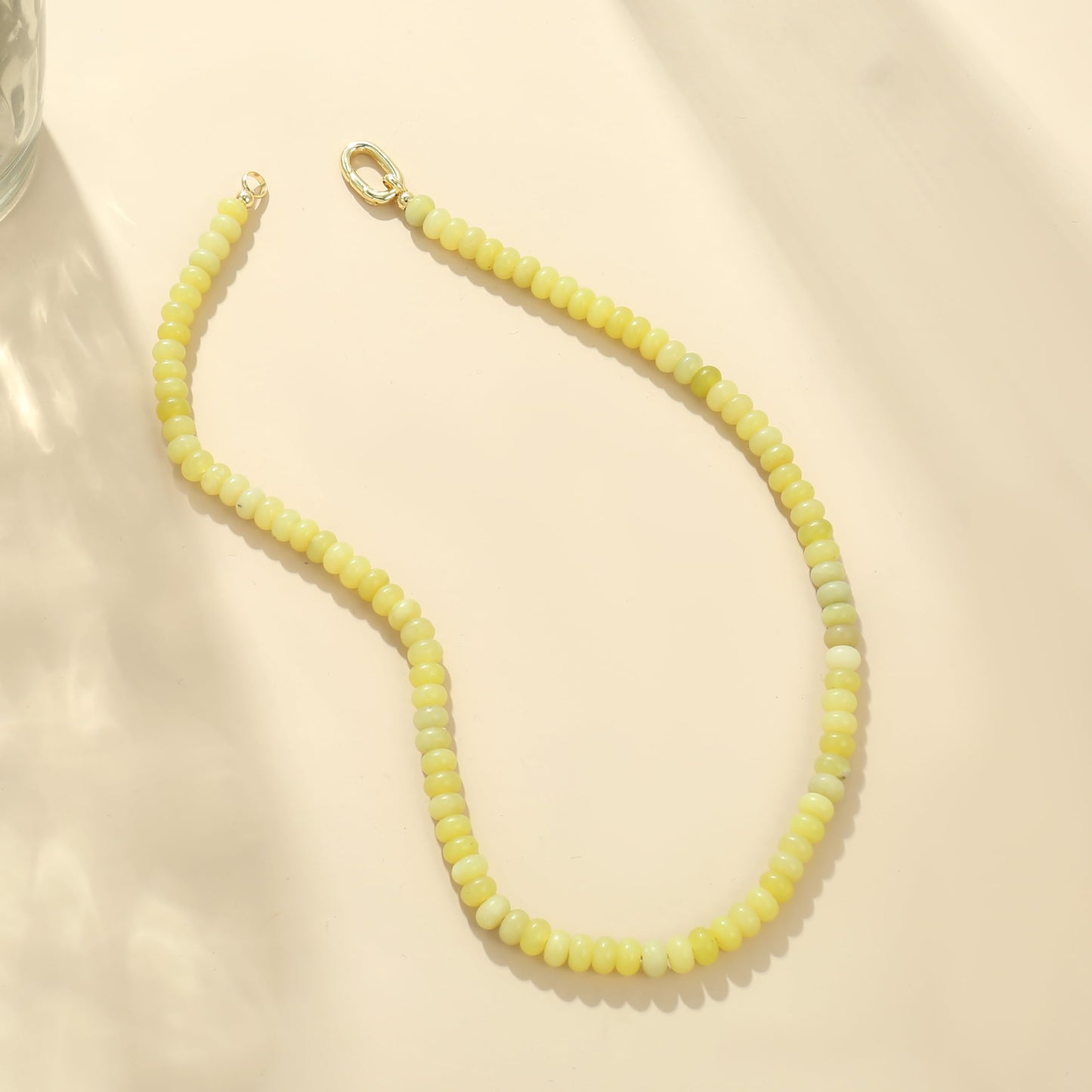 CONRAN KREMIX Yellow Stone Beaded Necklace for Women,Natural Stone Bead Choker Necklaces Boho Summer Beach Necklace Gemstone Jewelry Gift for Women