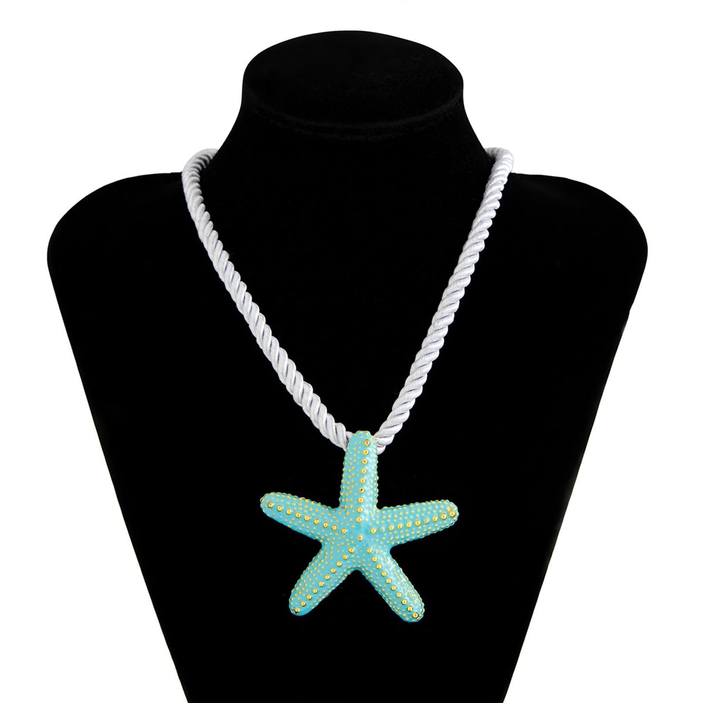 Nojess Starfish Necklace for Women Large Star Pendant Necklaces Beach Necklaces Statement Chunky Necklaces Summer Holiday Beach Party Jewelry (Blue Starfish Necklace)