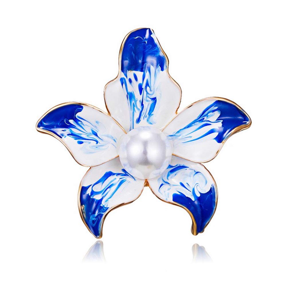 Elegant Enamel Plum Blossom Flower Brooch Pin, AILUOR Fashion Gold Plated Pearls Floral Brooch Lapel Pin for Women Girl Bridal Wedding Corsage Jewelry Gifts (Plum)