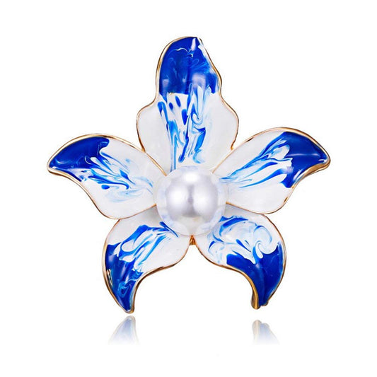Elegant Enamel Plum Blossom Flower Brooch Pin, AILUOR Fashion Gold Plated Pearls Floral Brooch Lapel Pin for Women Girl Bridal Wedding Corsage Jewelry Gifts (Plum)