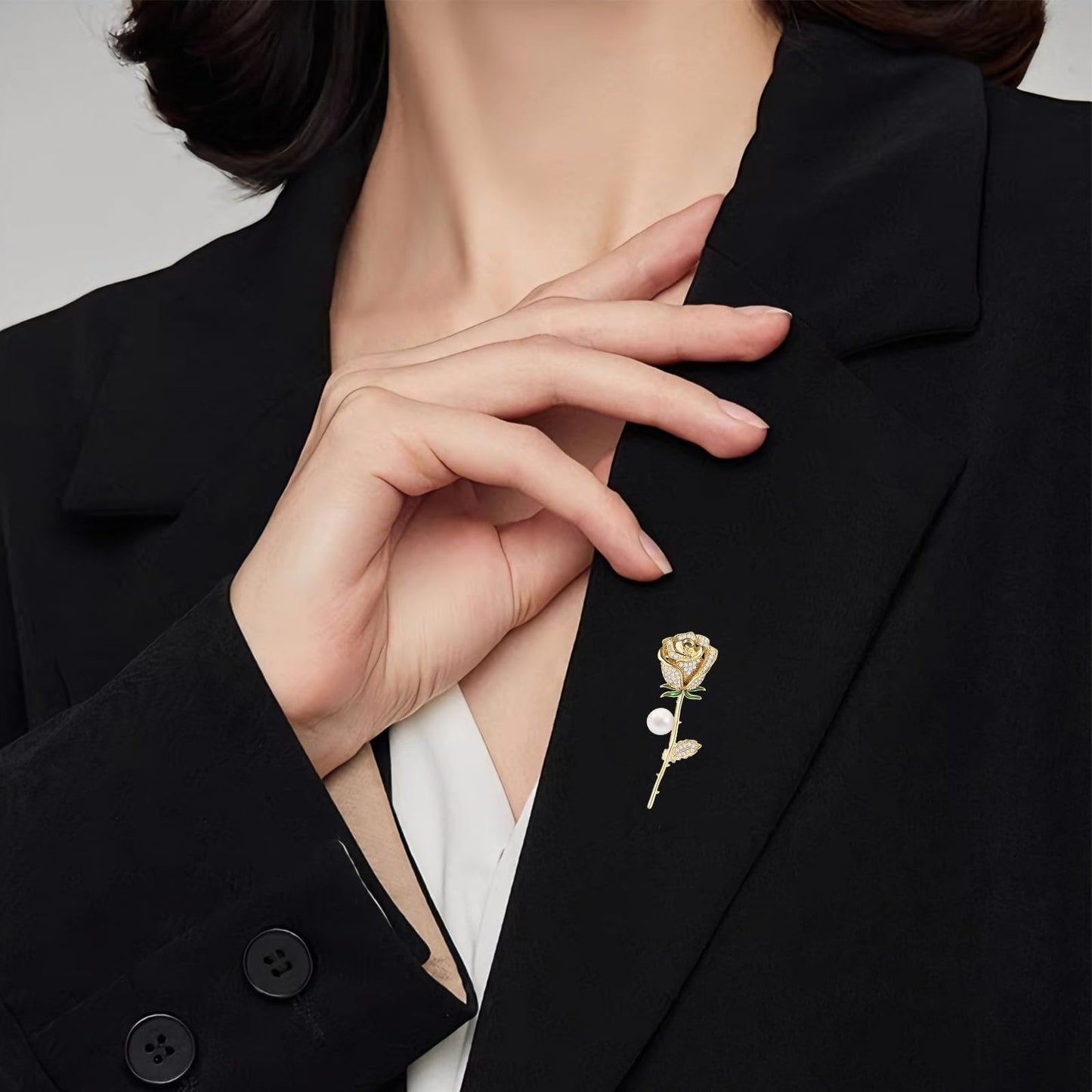 EMEGCY Gold Rose Brooches Rose Pin Brooch 18k Gold Plated Flower Lapel Pin Jewelry Gift for Women Wife Bride Birthday Wedding