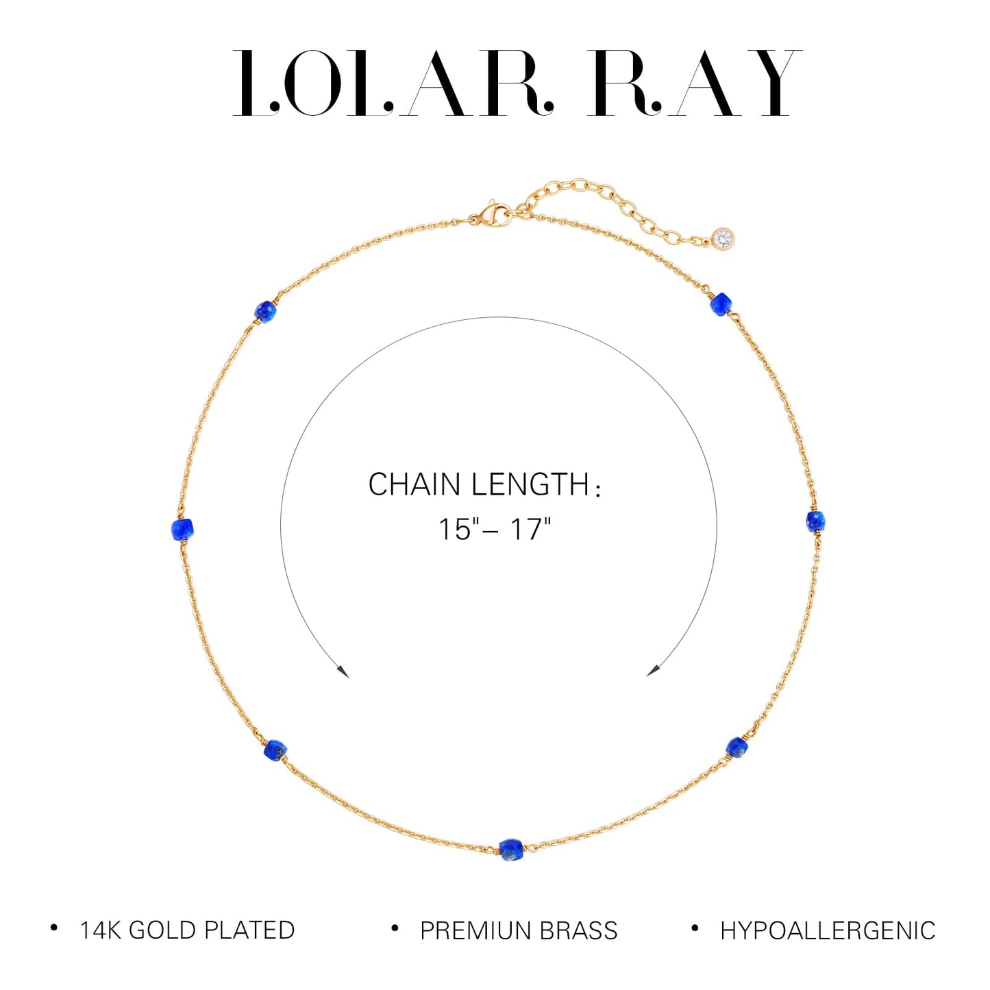 LOLAR RAY Lapis Lazuli Jewelry for Women - 14K Gold Plated Round Beaded Choker Summer Beach Boho Choker Bead Gift