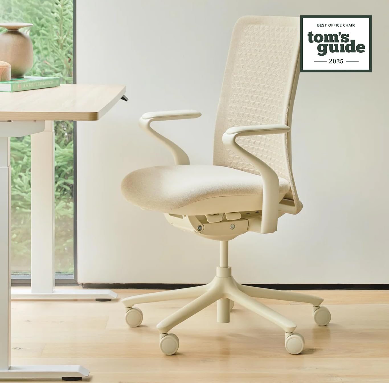 Branch Verve Chair - High Performance Executive Office Chair with Contoured Back and Adjustable Lumbar Support - High Density Foam Cushion and 3D Knit Back - Fits 5' to 6', Up to 275 lbs, Wheat