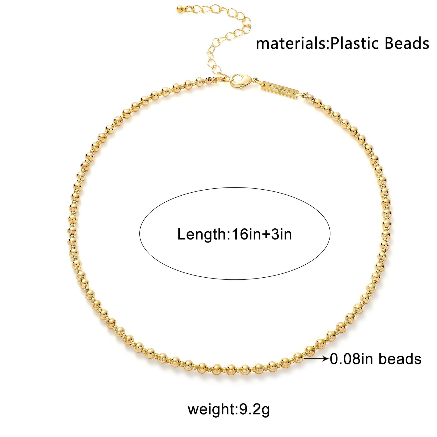Sajidos Gold Plated Plastic Beaded Necklaces for Women 14K Gold Plated Bead Chunky Heart Charm Pendant Necklace Handmade Trend Fashion Jewelry Gifts