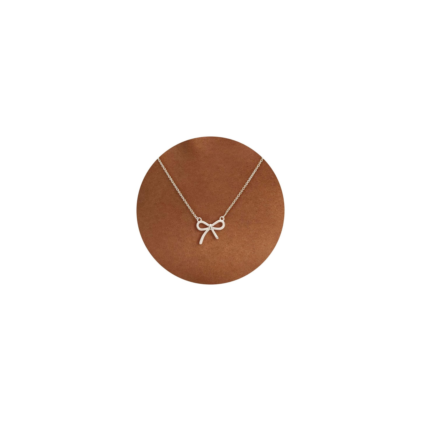 VRIUA Bow Necklace, 14K Silver Plated Bow Necklace for Women Dainty Simple Everyday Jewelry Gift