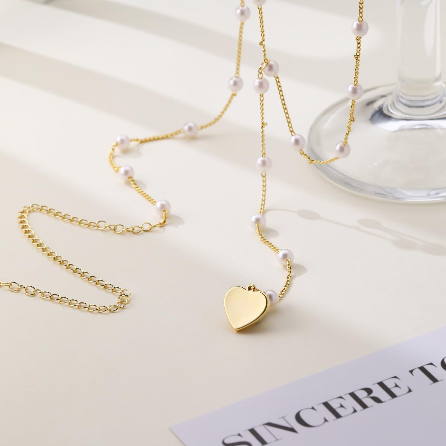 CAROVO Belly Waist Chain for Women 14K Gold Plated Layered Body Chains Boho Pearl Heart Belly Chain Sexy Bikini Body Jewelry for Women Adjustable