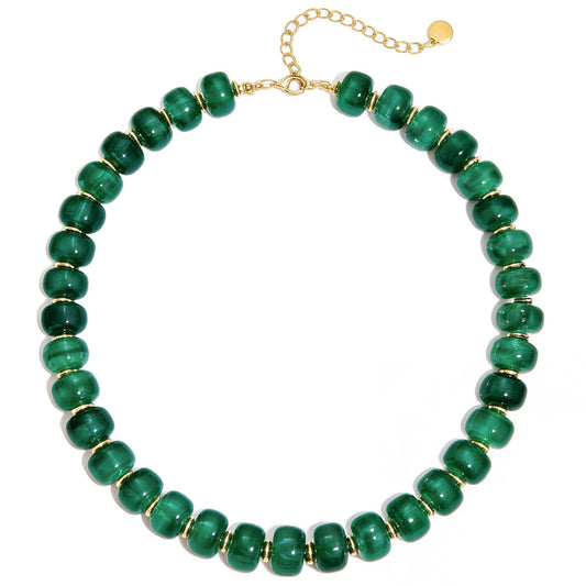 FGMZTY Colorful Beaded Necklace for Women Unique Resin Beads Choker Necklaces Boho Statement Chunky Necklace Summer Vacation Jewelry Minimalistic Modern Statement Birthday Gift for Women (Green)