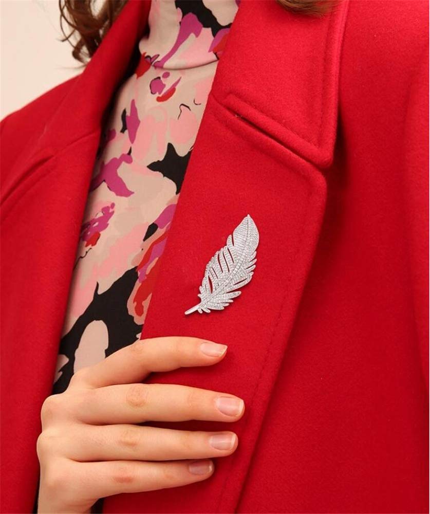 Rhinestone Feather Brooches Pin for Women Men Fashion Crystal Delicate Leaf Brooch Lapel Pins Elegant Dress Accessories Jewelry Boutonniere Corsage for Hat Bag Suit Tie Wedding Birthday