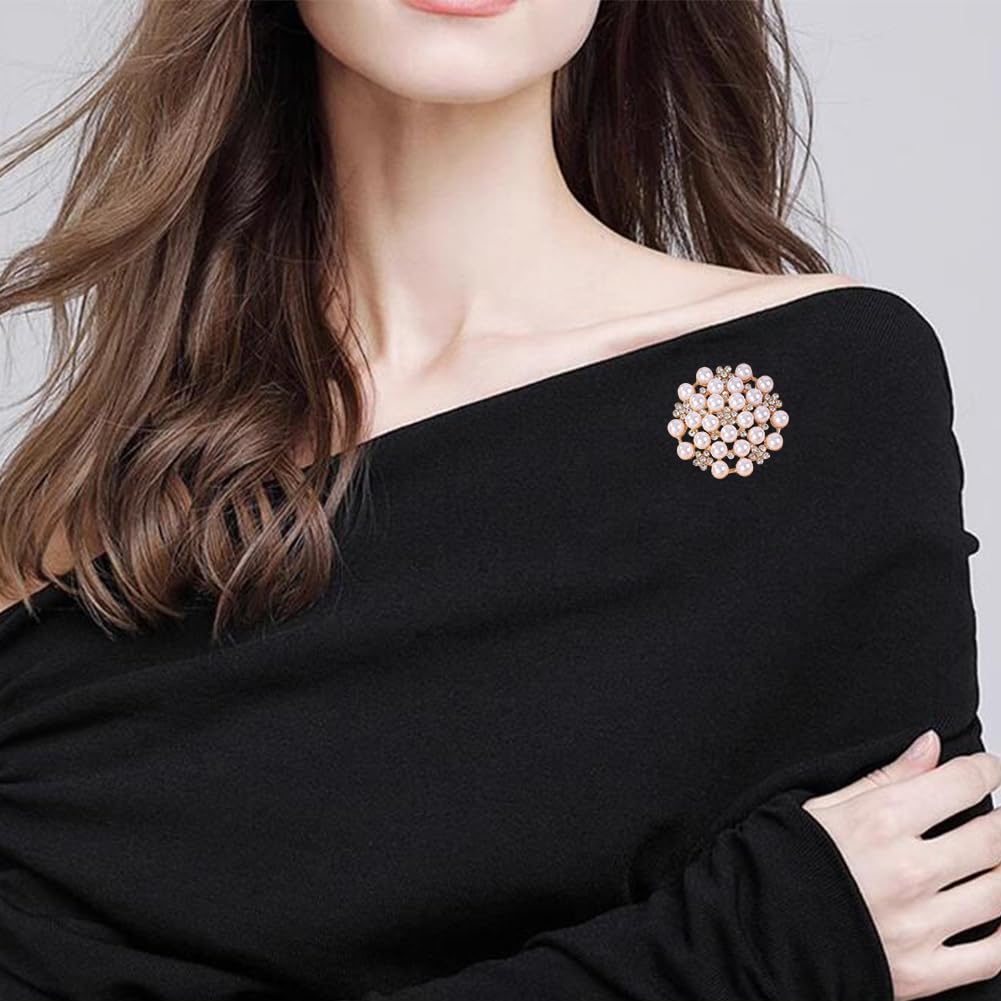 JKQBUX Chic Pearl Crystal Brooch Pins for Women Girls Fashion Shawl Pin Corsage Brooch Party Ceremony Accessories Dance Banquet Pins