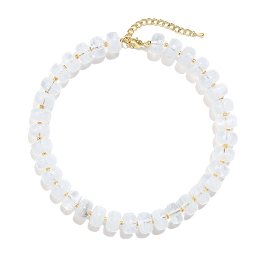 Badu Clear White Chunky Beaded Necklace for Women,Acrylic Bead Choker Statement Necklace Cute Trendy Necklaces Jewelry Gifts