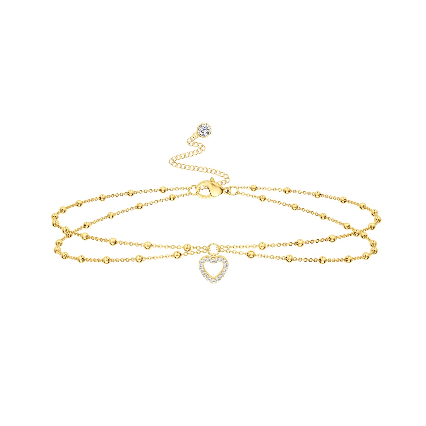 HABIKIP 14K Gold Plated Waist Chain for Women, Gold Plated Belly Heart Pendant Chain Belt Sexy Bikini Beach Satellite Waist Beads Chain Adjustable Body Chain Waterproof Jewelry Accessories for Women