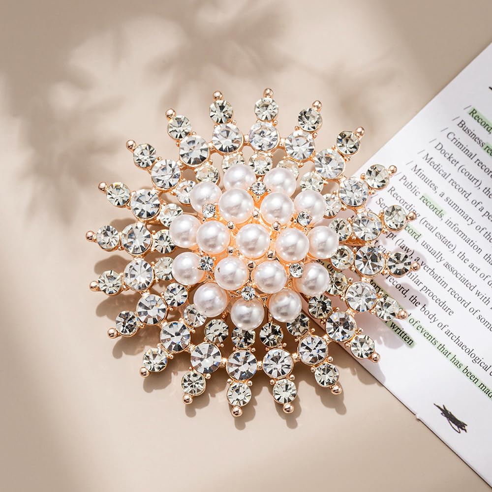 Sunflower Brooch for Women Rhinestone Pearl Sunflower Pin Sunflower Jewelry Birthday Mother's Day for Mother Wife Girlfriend