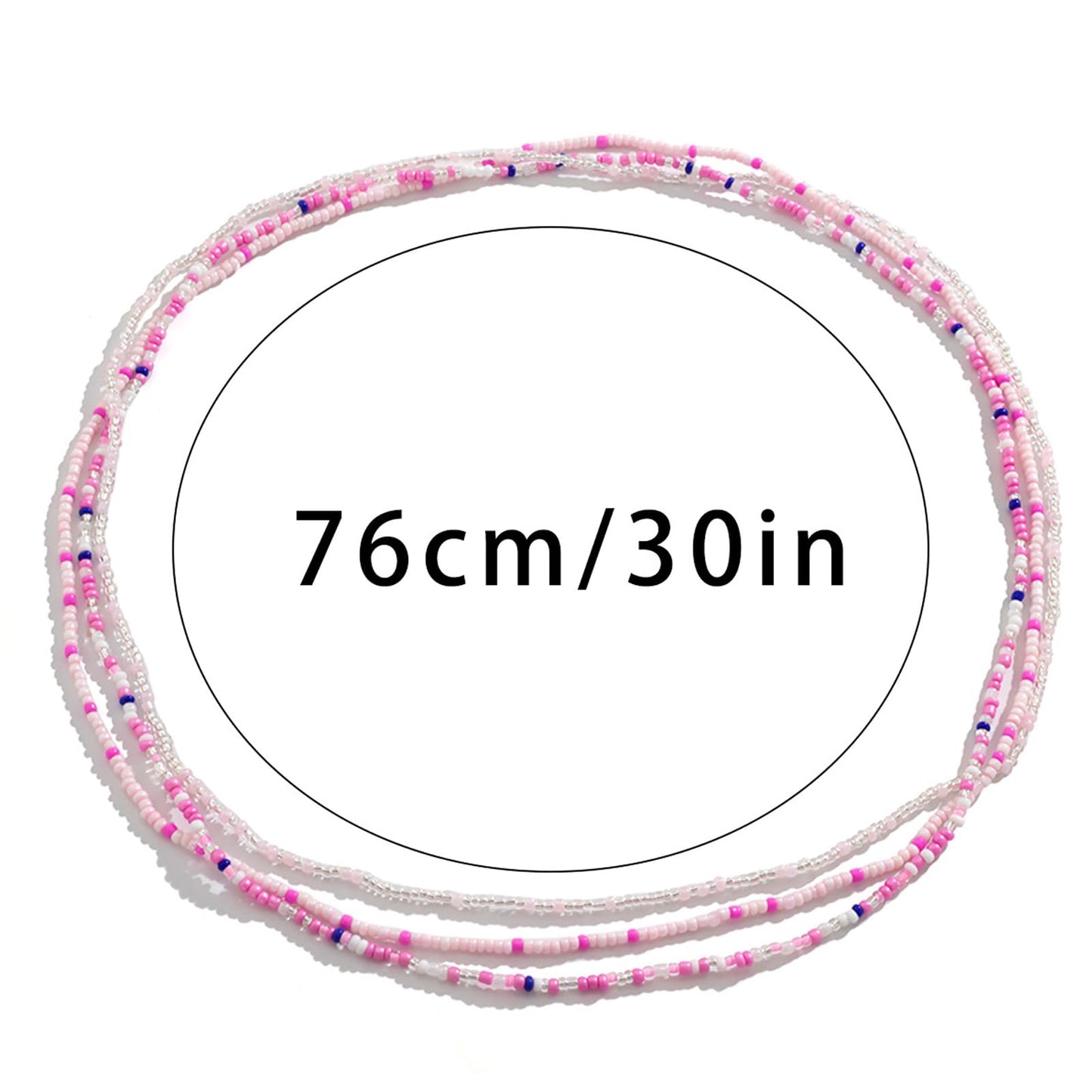 3Pcs/Set Boho Elastic Beads Waist Chains Jewelry Summer Beach Seed Beaded Belly Chain Jewelry Bikini Sexy Bead Waist Body Jewelry for Women (Pink)