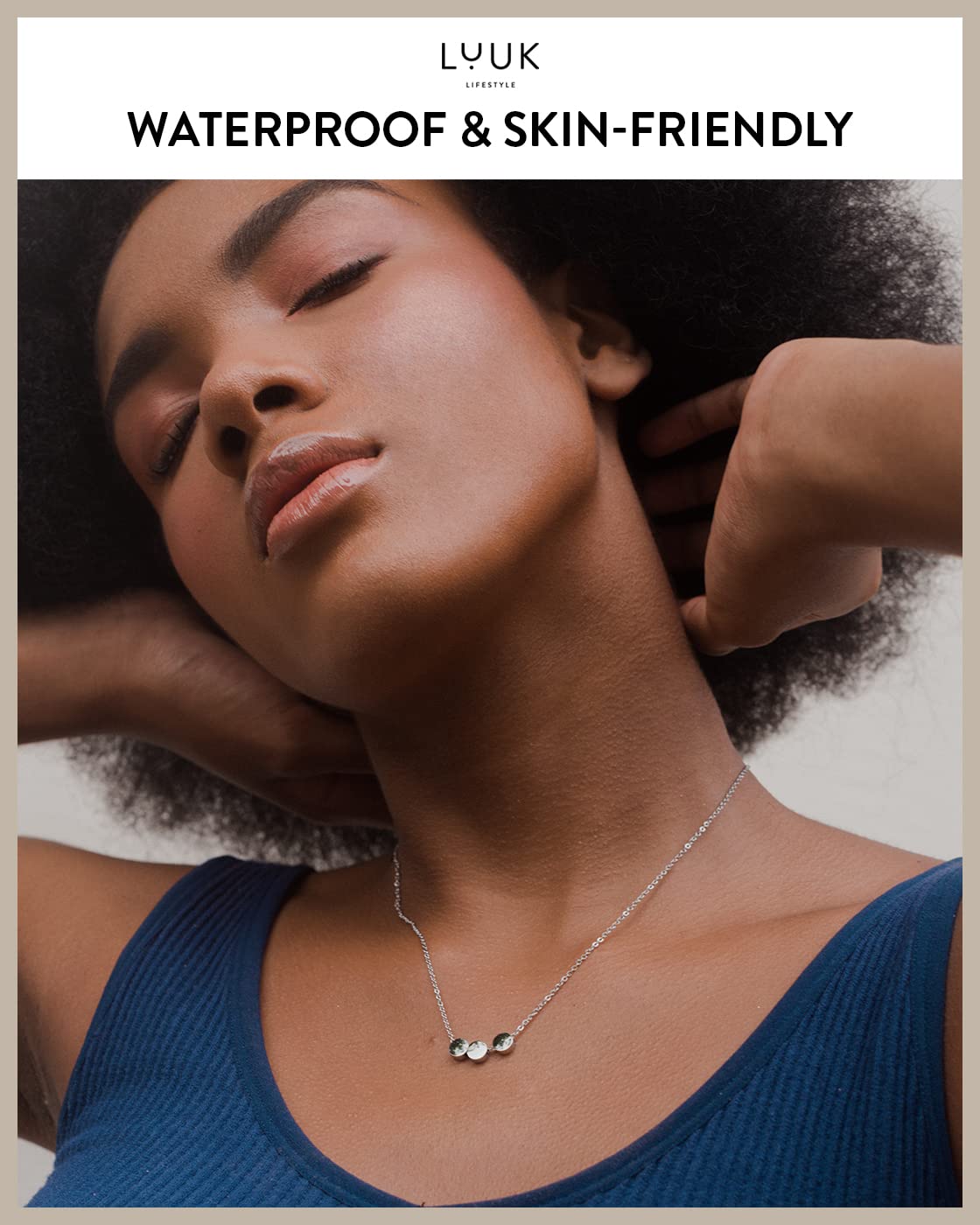 LUUK LIFESTYLE Stainless steel necklace for women with three circle pendant and HAPPINESS gift card for loved ones, round and circular design, chic and classy jewelry, trendy magnetic look, silver
