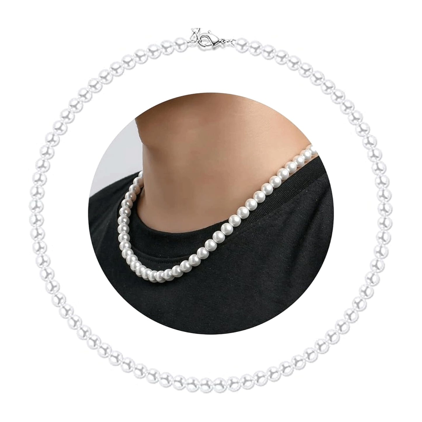 POPLYKE Pearl Necklace Men Women 925 Sterling Silver collar de perlas para hombre Bead Pearls Jewelry Gifts