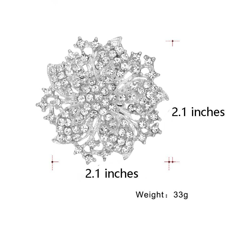 Ezing Fashion Jewelry Beautiful Silver Plated Rhinestone Crystal Brooch Pin For Woman (white)
