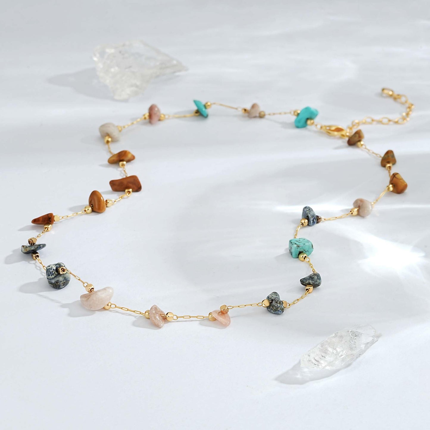 LOLAR RAY Turquoise Jewelry for Women - 14K Gold Plated Colorful Choker Boho Necklaces for Women Summer Beach Boho Choker Bead Gift