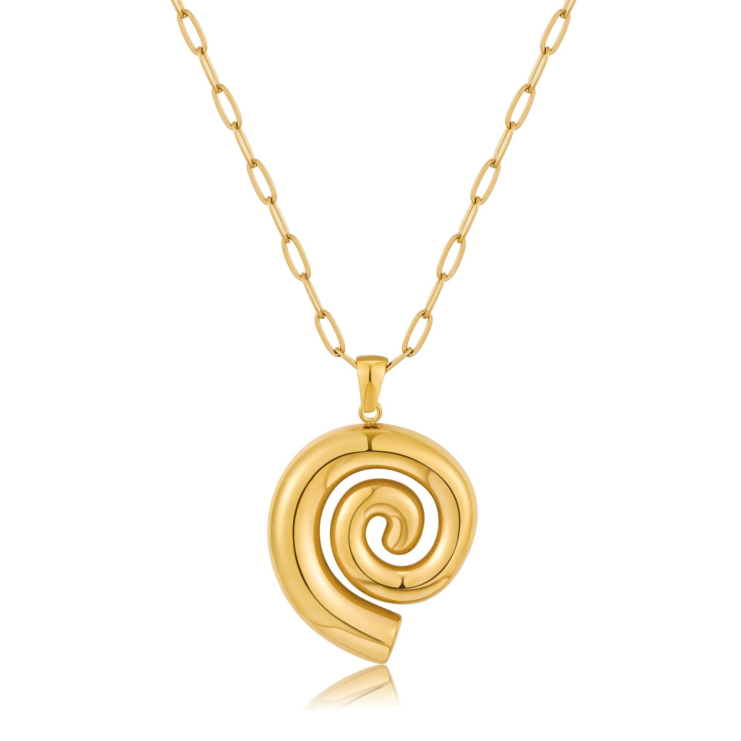INNERDIVA Gold Chunky Spiral Pendant Necklace Summer Pendant Necklaces Vintage Swirl Necklace Jewelry Present for Women
