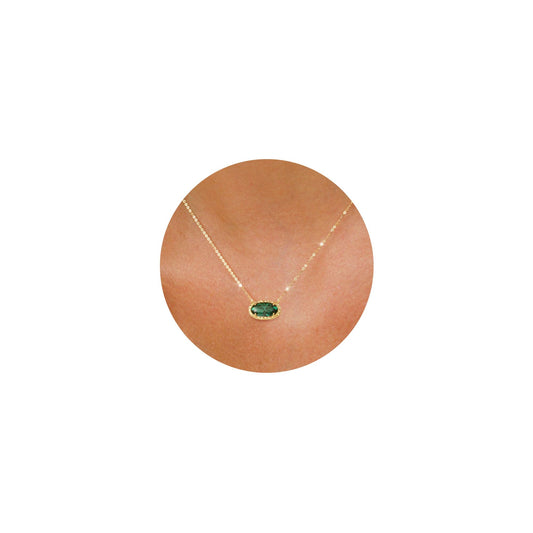 TLY Gold Necklace for Women 14k Gold Plated Dainty Oval Pendant Necklace Red Rose Quartz Druzy Stone Black Emerald Green Blue Choker Necklace Birthday Wedding Bridesmaid Prom Jewelry Gifts for Mom