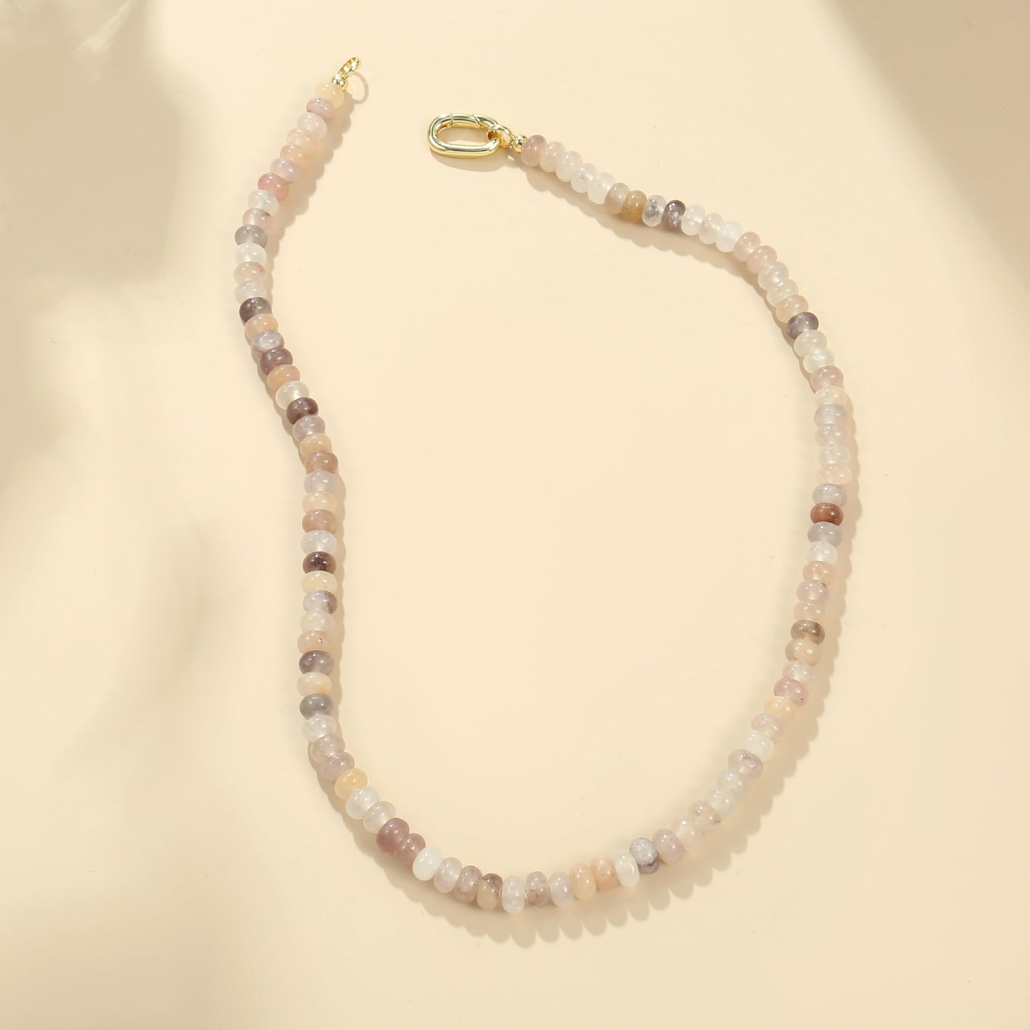CONRAN KREMIX Light Gray Stone Beaded Necklace for Women,Natural Stone Bead Choker Necklaces Boho Summer Beach Necklace Gemstone Jewelry Gift for Women
