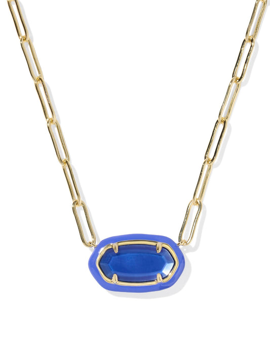 Kendra Scott Elisa Enamel Frame Paperclip Necklace, 14K Gold-Plated Brass, Fashion Jewelry for Women, Cobalt Illusion