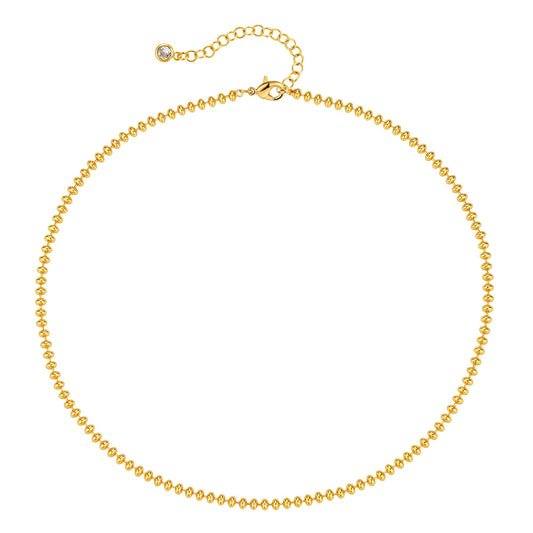 MTMY Beaded Necklace for Women 14K Gold Plated Dainty Colorful Beaded Pearl Choker Necklace Delicate Boho Choker Necklace Jewelry Gift (Gold beaded)