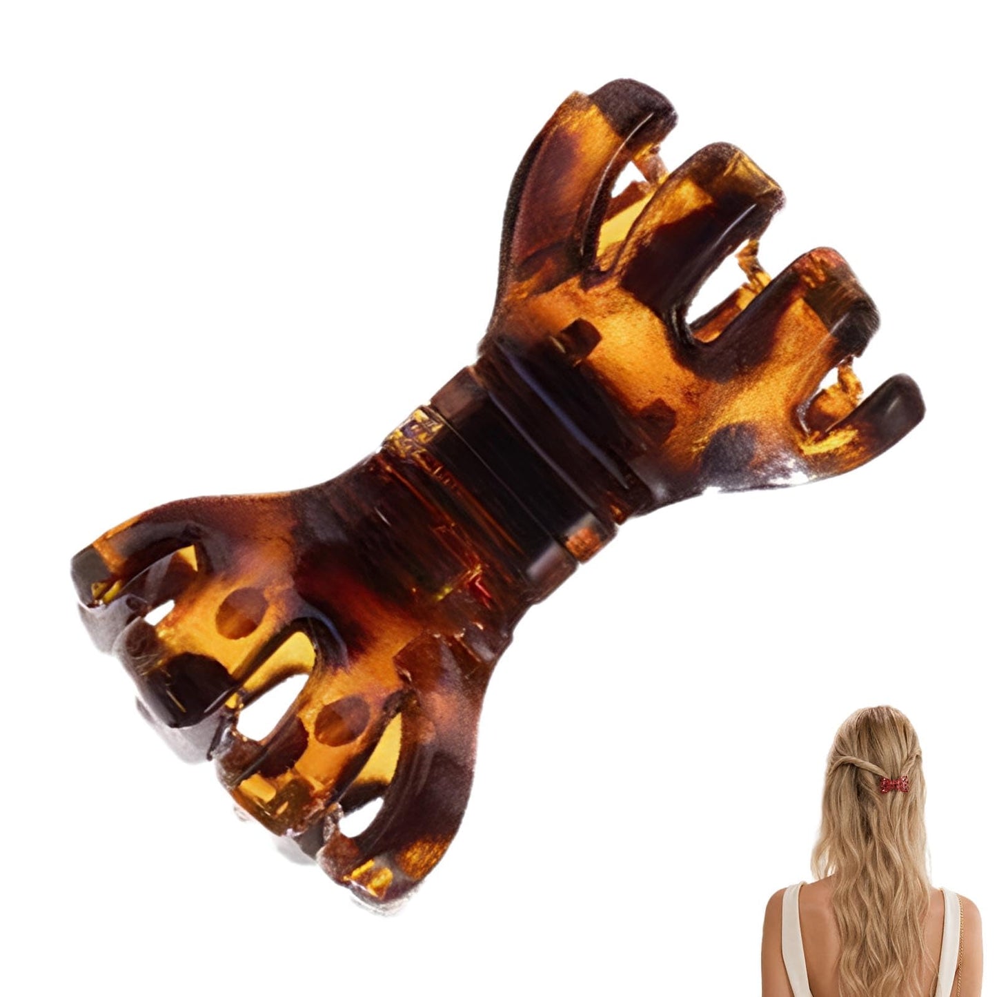 ASTRULUME 2Pcs Magnetic Hair Clips, Strong Hold No-Slip Styling Clips for Layered Styles, Half-Updos and Braids, Seamless 2-in-1 Clavicle Design, Multiple Colors(Brown Leopard Print)