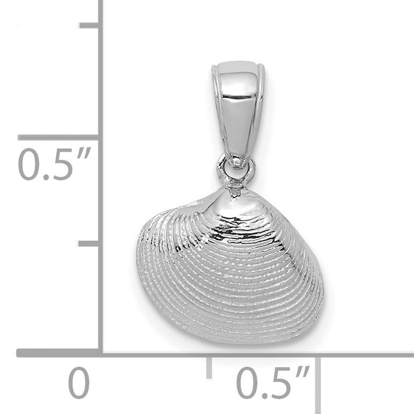 14k White Gold Seashell Pendant for Women - Clam Shell Design Ocean Jewelry with Coastal Charm, Beach Necklace Featuring Nautical Pendant and Marine Detail - Summer Accessory for Sea-Inspired Style