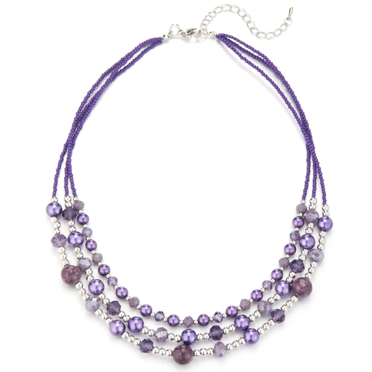 Noessla Beaded Statement Necklaces for Women Layered Chunky Bead Necklace Fashion Costume Jewelry Gifts for Mom(Purple)