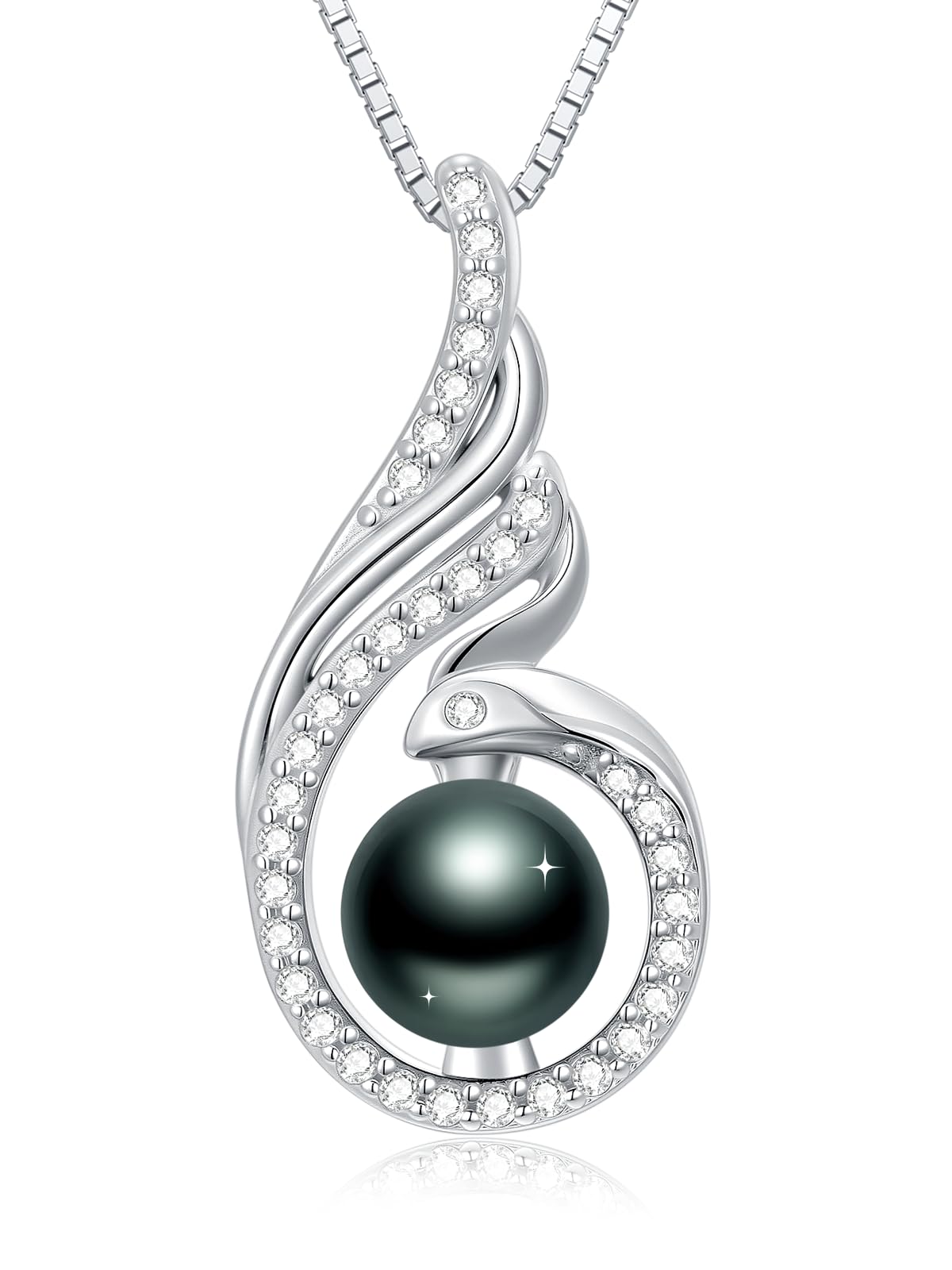 KANNSOAR Phoenix Tahitian Black Pearl Necklace 18K Gold-Plating Sterling Silver Fine Jewelry Wedding Birthday Anniversary Valentines Day Christmas Mothers Day Gifts for Wife Women Mom Girlfriend Her