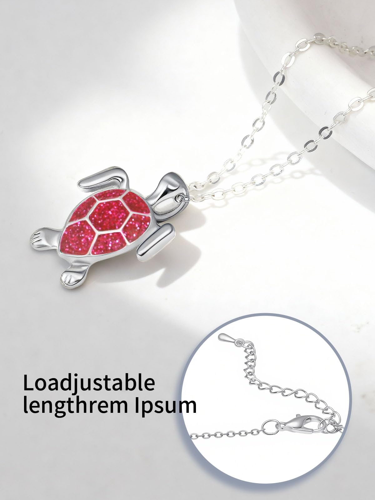 PIYIZ Turtle Jewelry Silver Stainless Steel Dainty Cute Animal Pendant for Women Pink Ocean Necklace 18 Inch