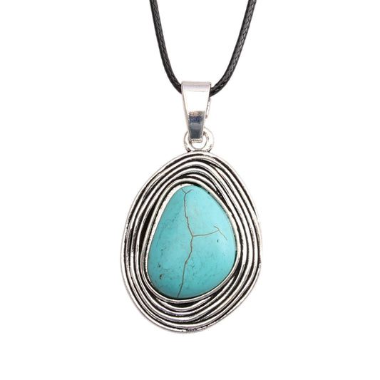 joymiao Leather Turquoise Necklace Womens Boho Necklaces Black Cord Necklace with Pendant Long Sweater Necklace Vintage Jewelry for Girls Gifts