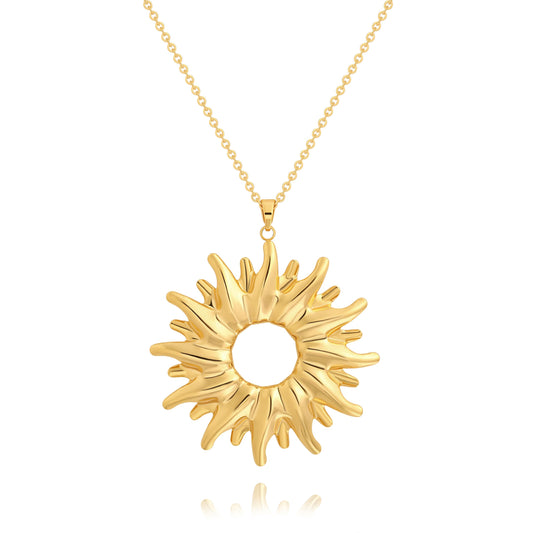Dainty Sunflower Pendant Long Necklace for Women Trendy Radiant Charm Sweater Necklace Simple Gold Chain Nature Inspired Necklaces