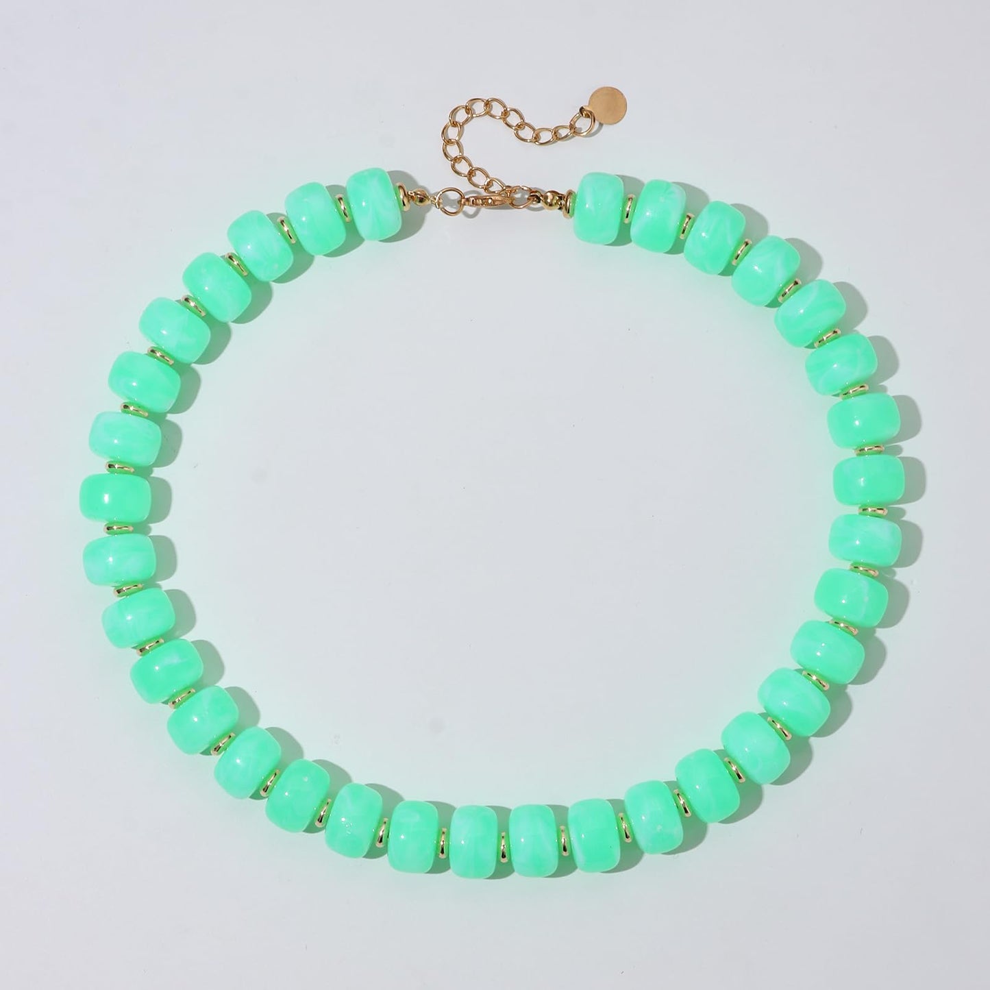 joymiao Beaded Necklace for Women Green Resin Chunky Colorful Necklaces Gemstone Beads Large Beaded Choker Summer Beach Jewelry