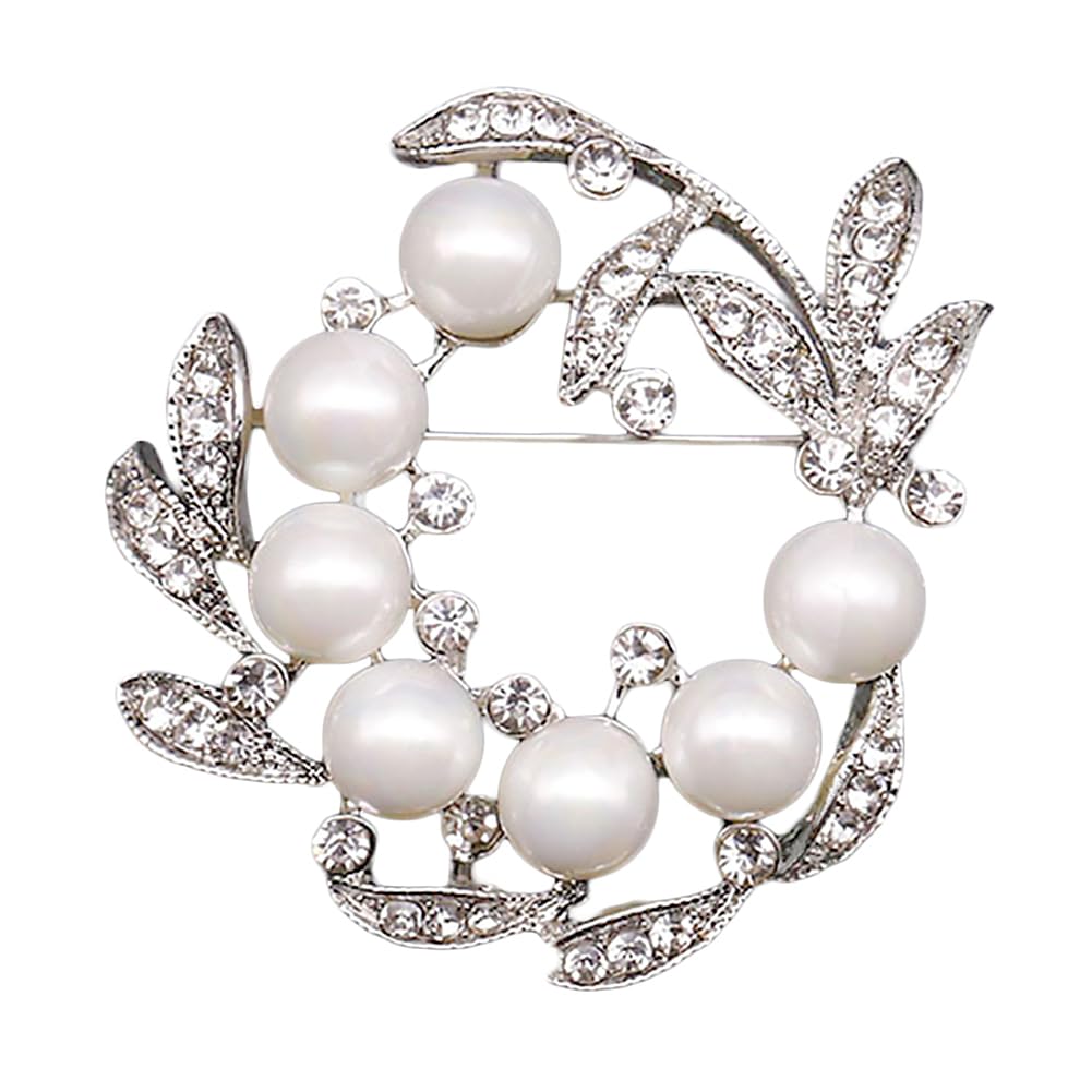 JKQBUX Chic Pearl Crystal Brooch Pins for Women Girls Fashion Shawl Pin Corsage Brooch Party Ceremony Accessories Dance Banquet Pins