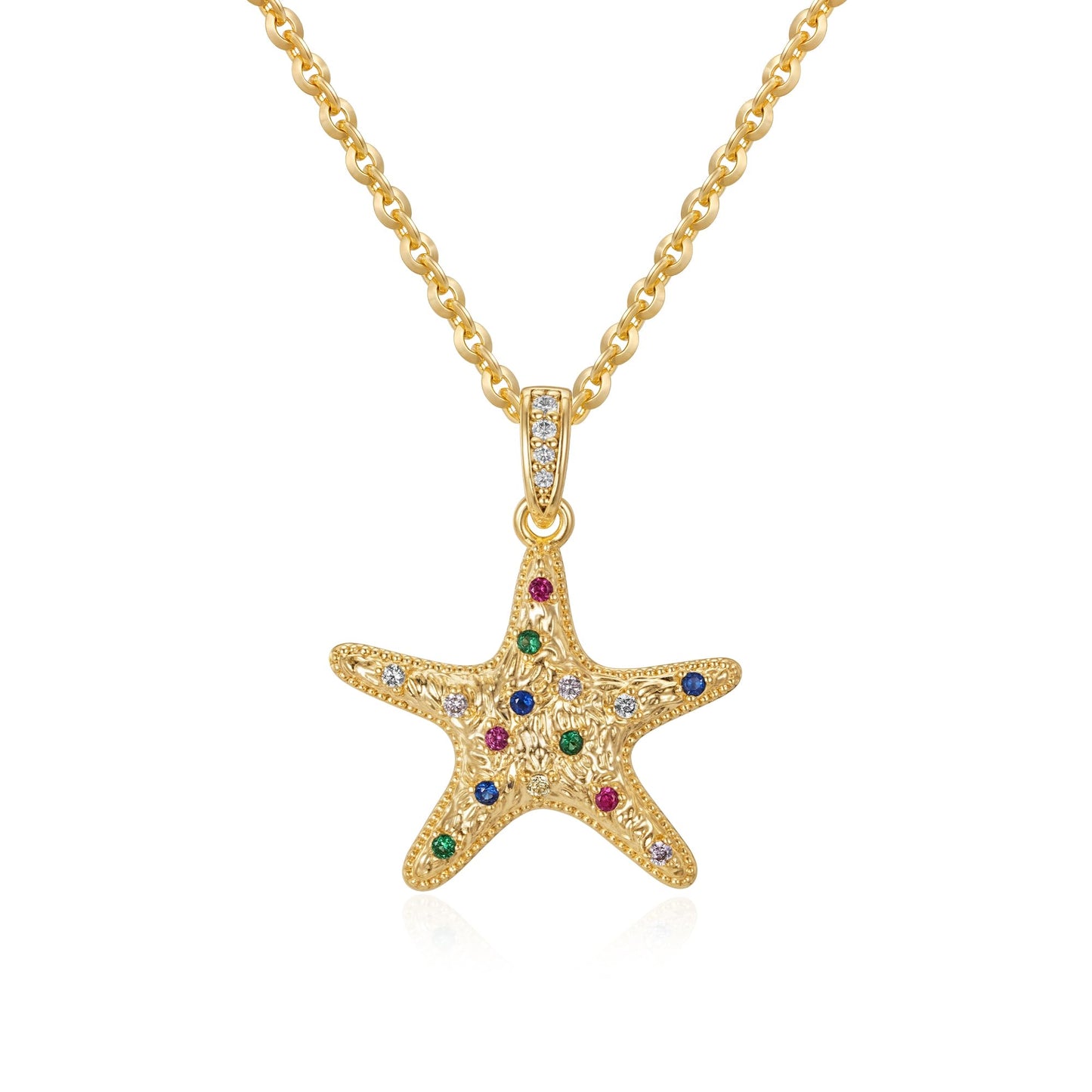 MTMY Gold Starfish Necklace 14K Gold Plated Shell Conch Ocean Pendant Necklace for Women Beach Summer Jewelry (mix starfish)