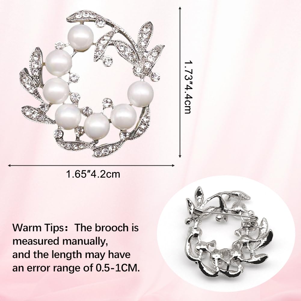 JKQBUX Chic Pearl Crystal Brooch Pins for Women Girls Fashion Shawl Pin Corsage Brooch Party Ceremony Accessories Dance Banquet Pins