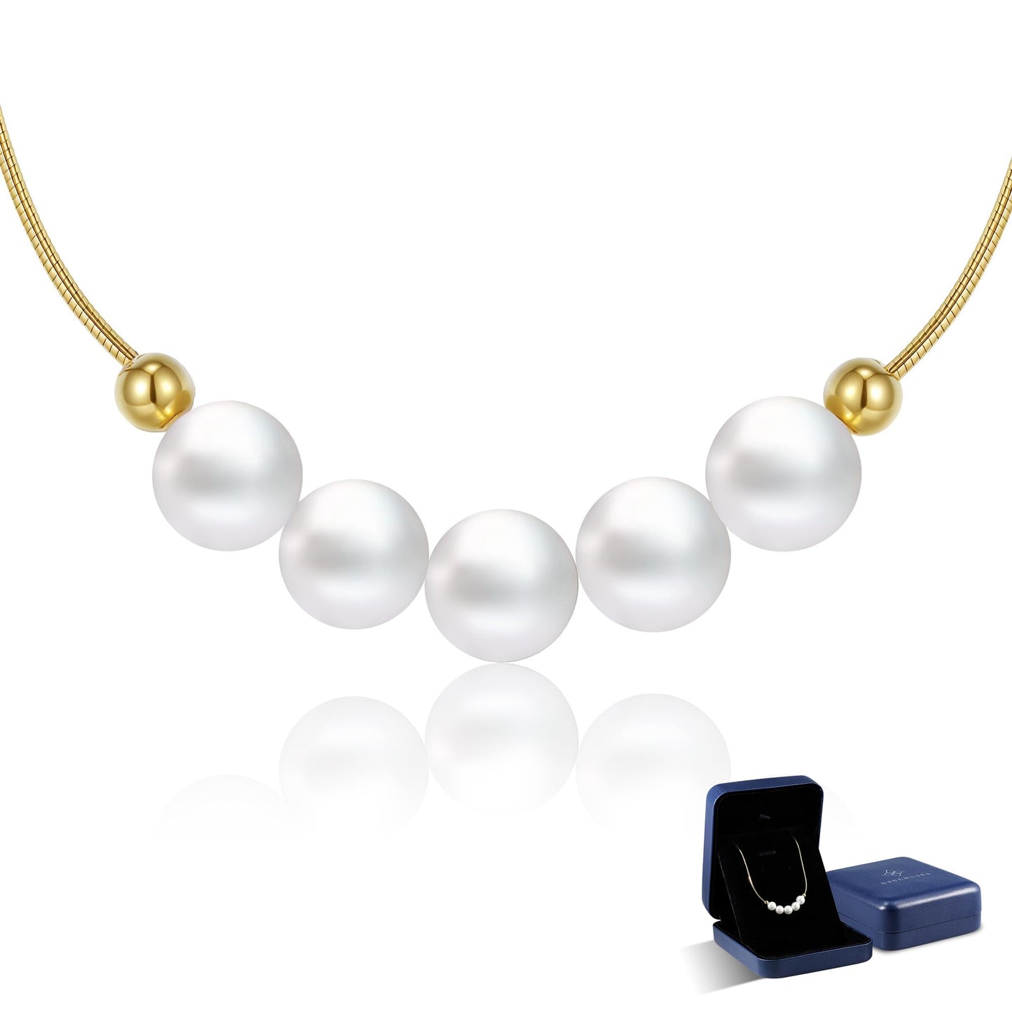 N9NEMUSES Edison Pearl Necklace for Women, 6mm AAAA+ Real Freshwater Cultured Pearl Necklace in 925 Sterling Silver, Anniversary Birthday Mother's Day Jewelry Gifts for Women Wife Mom Girlfriend Her