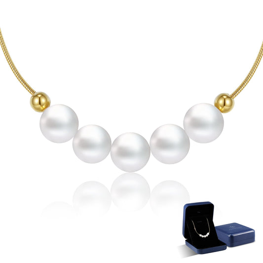 N9NEMUSES Edison Pearl Necklace for Women, 6mm AAAA+ Real Freshwater Cultured Pearl Necklace in 925 Sterling Silver, Anniversary Birthday Mother's Day Jewelry Gifts for Women Wife Mom Girlfriend Her