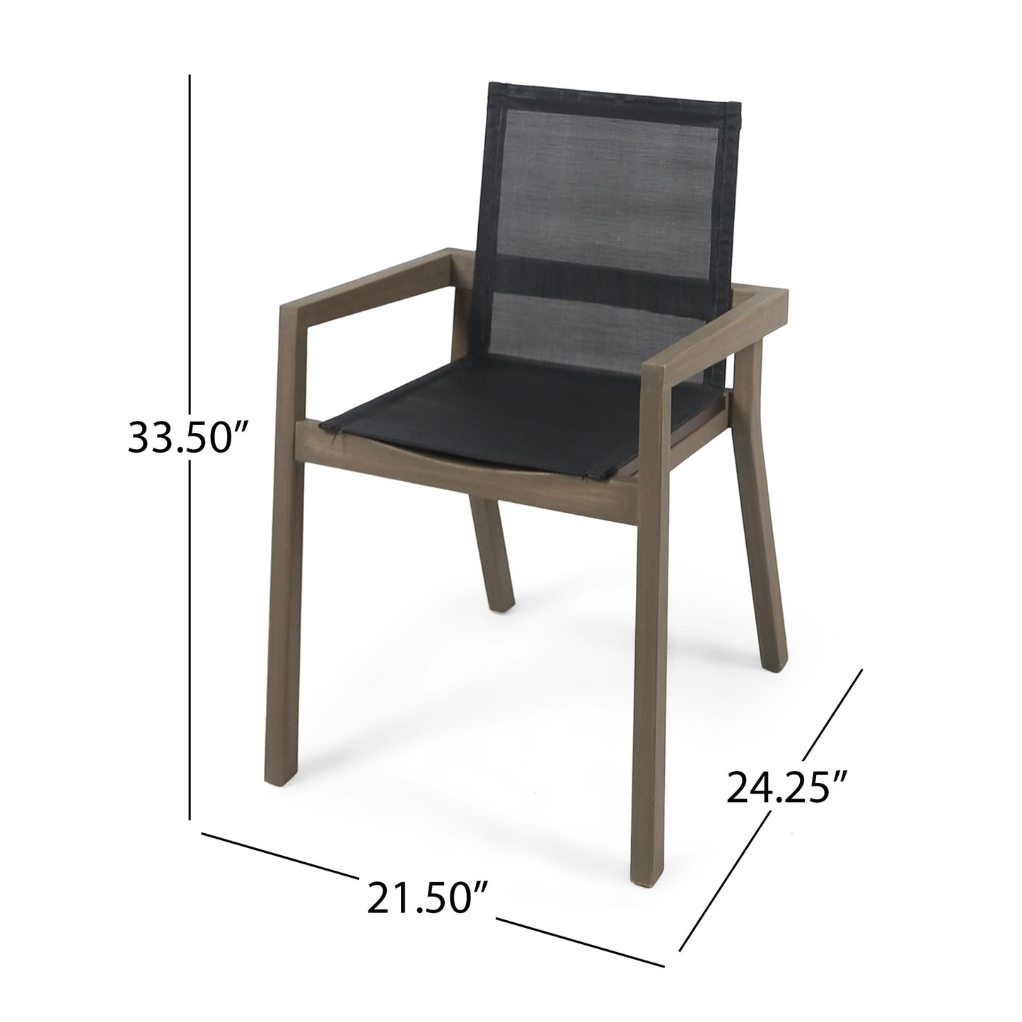 Christopher Knight Home Zion Acacia Wood Outdoor Dining Set for 6, 7 Piece Patio Dining Table and Chair Set, Wooden Outdoor Dining Armchair and Table Set, Teak+Dark Grey+Grey