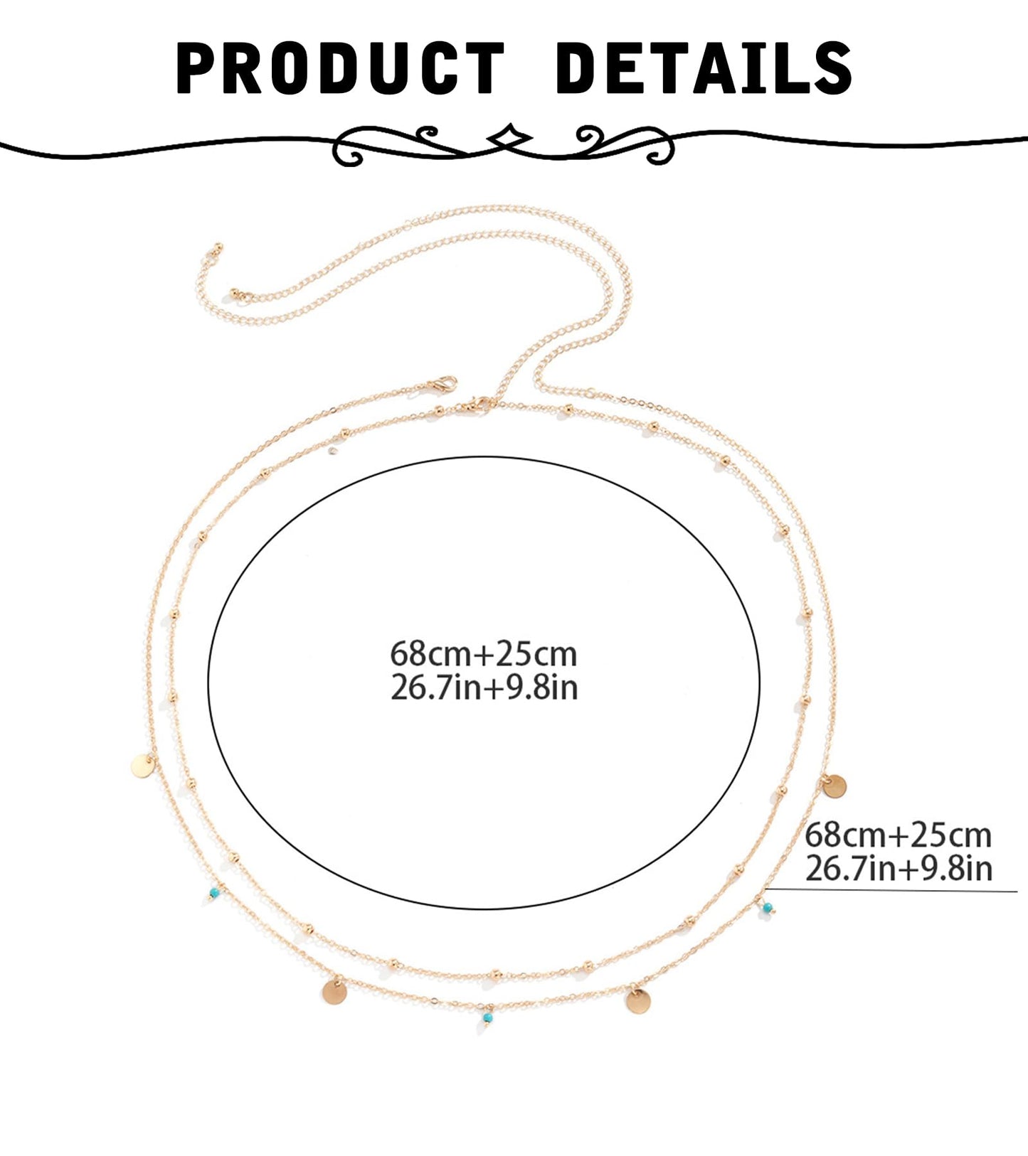MODRSA 2pcs Belly Chain Waist Chain for Women Gold Waist Jewelry for Women Gold Belly Chains Stomach Jewelry Sexy Body Chains non Tarnish Waterproof Summer Vocation