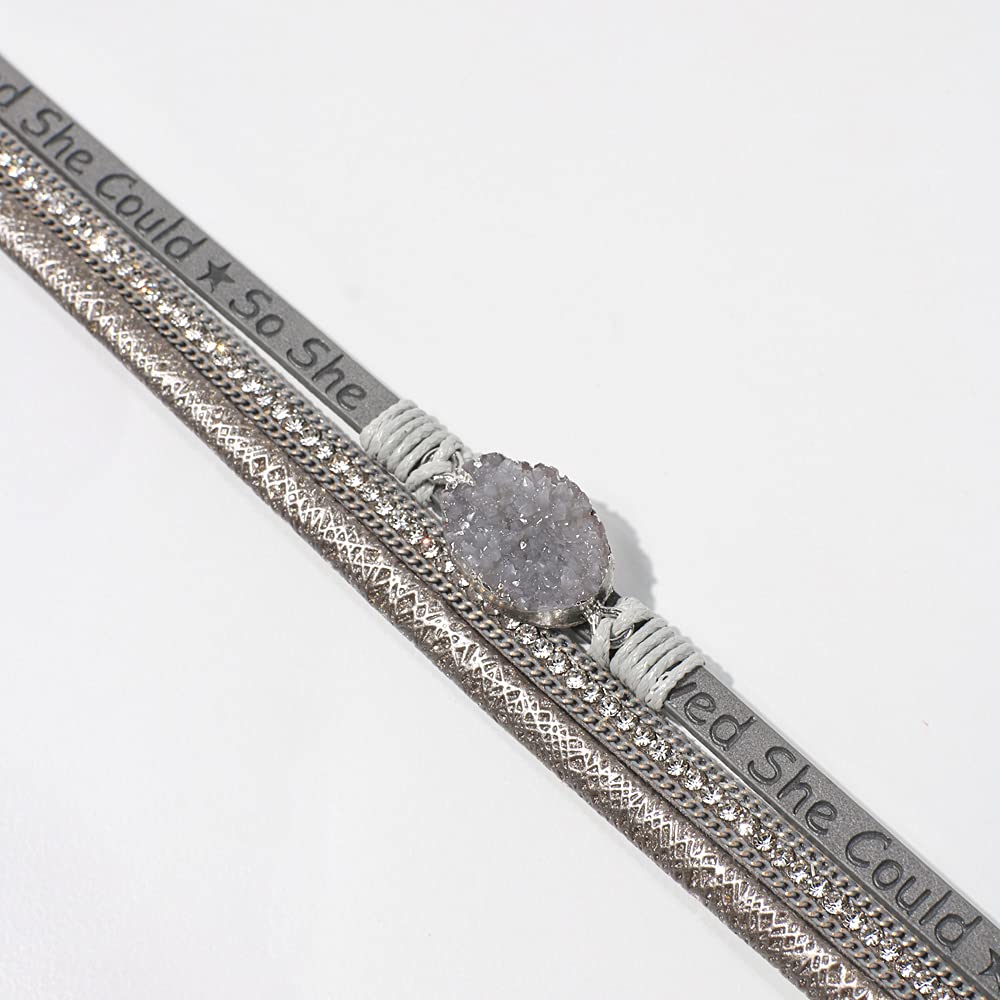 Artilady Leather Wrap Bracelet for Women - Handmade Clasp Bangle Bracelet with Pearl Beads Crystal Wristbands Jewelry Gift for Ladies and Mother