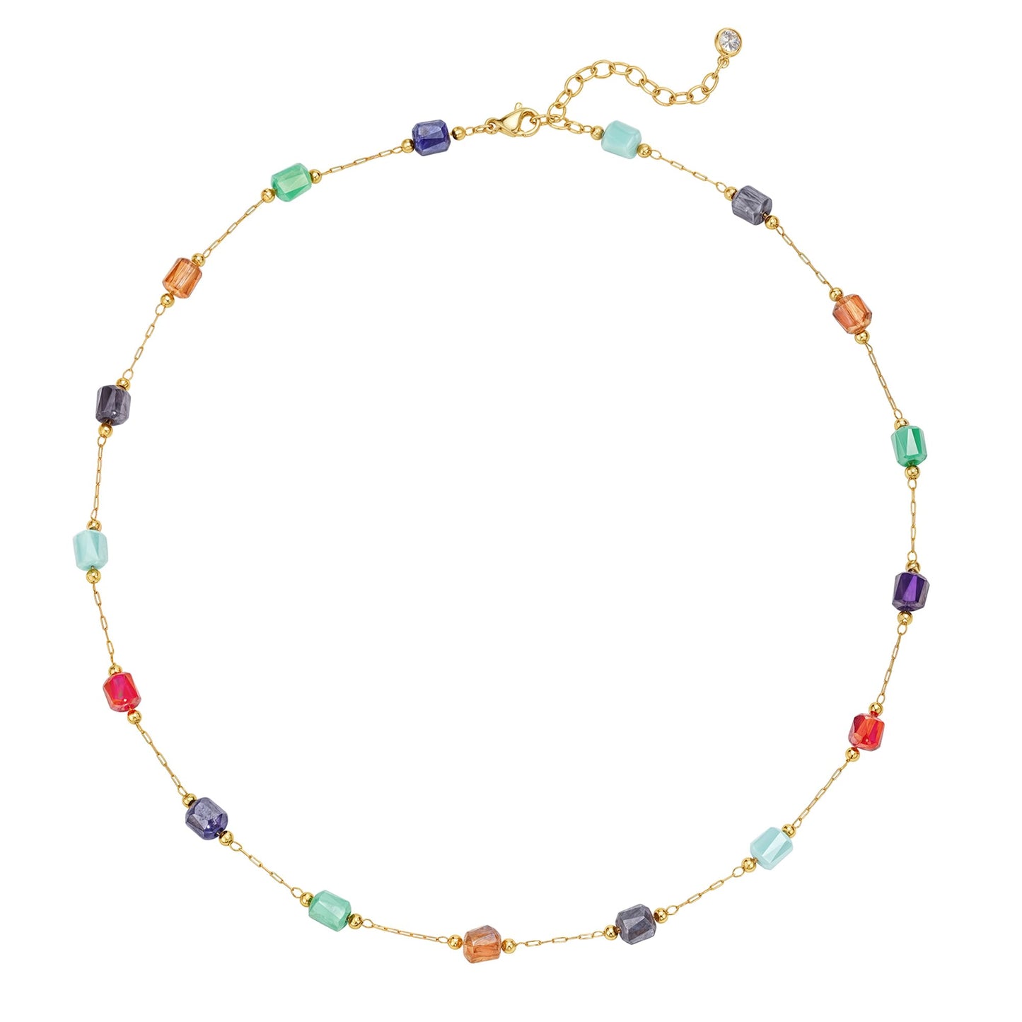 MTMY Beaded Necklaces for Women 14K Gold Plated Dainty Colorful Green/Rose Beaded Pearl Choker Necklace Delicate Boho Choker Necklace Jewelry Gift (mixed color cube)