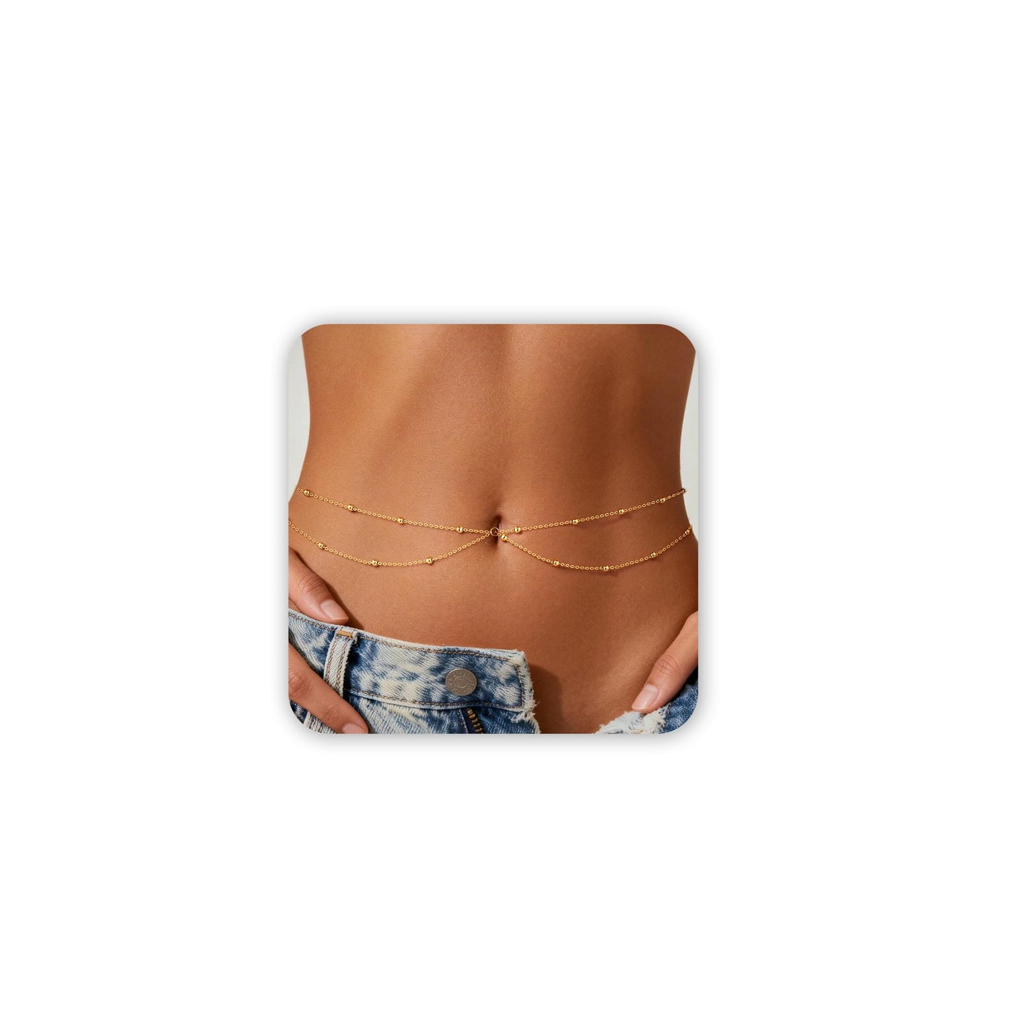 HEVOCY Gold Waist Chain for Women, Trendy Layered Belly Chain Jewelry, Adjustable Body Chain for Beach & Summer Outfit