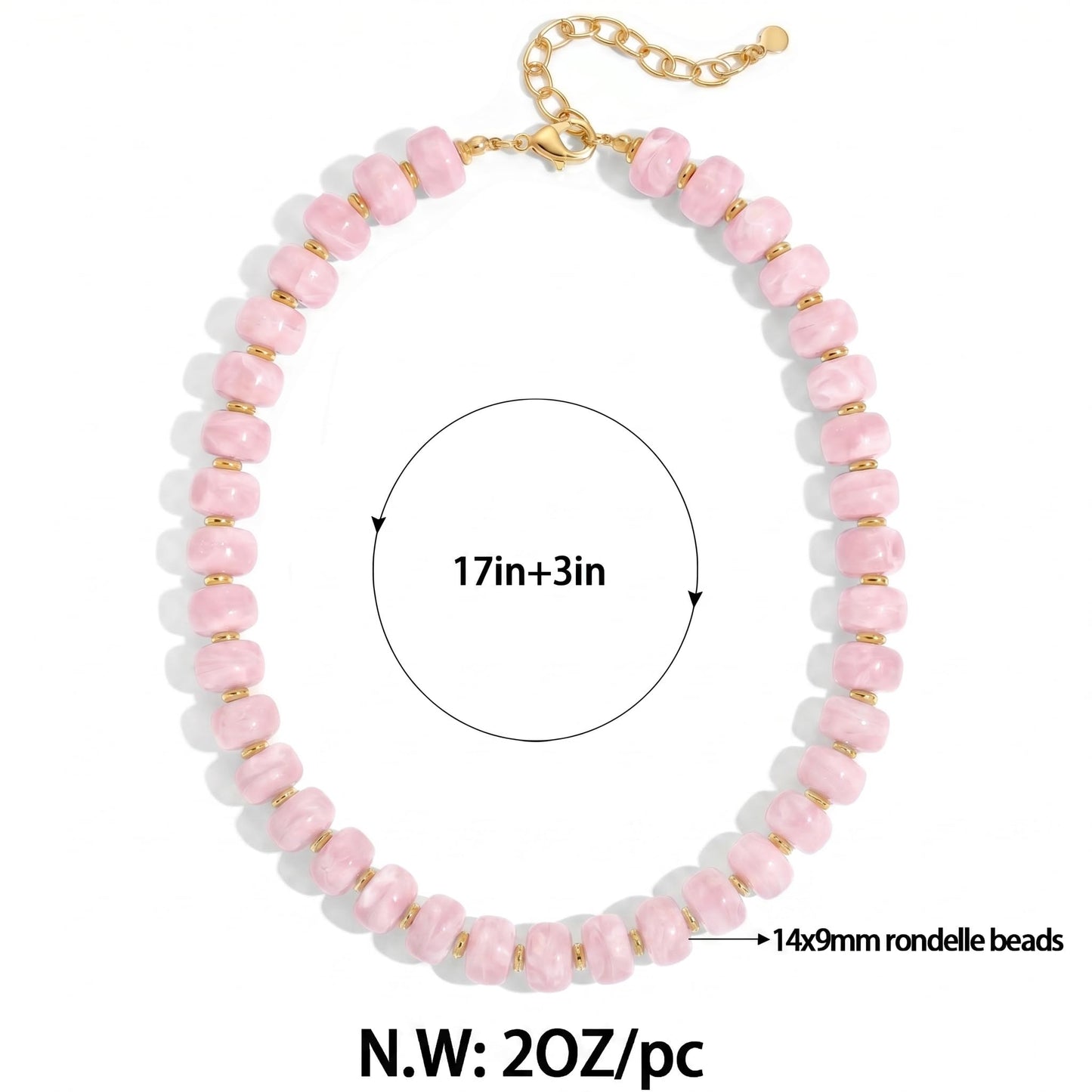 FAUTHENTICUTE Pink Beaded Choker Necklace for Women Boho Statement Necklaces Trendy Beach Summer Jewelry Dainty Western Bead Necklace Everyday Necklaces for Women
