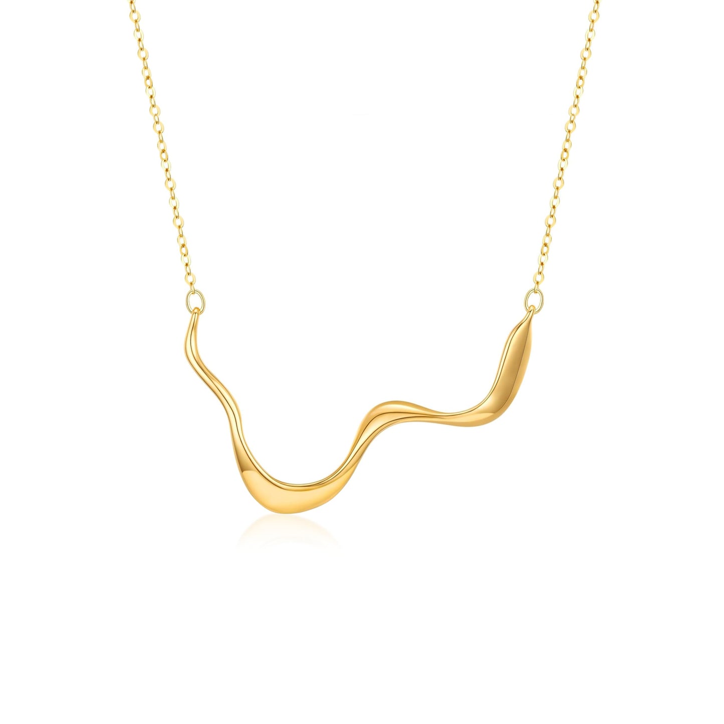 Frigotine Chunky Gold Geometric Necklace for Women, Trendy Thick Statement Letter W Wave Adjustable Long Chain Pendant Necklaces Winter Prom Jewelry Gift
