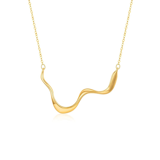 Frigotine Chunky Gold Geometric Necklace for Women, Trendy Thick Statement Letter W Wave Adjustable Long Chain Pendant Necklaces Winter Prom Jewelry Gift